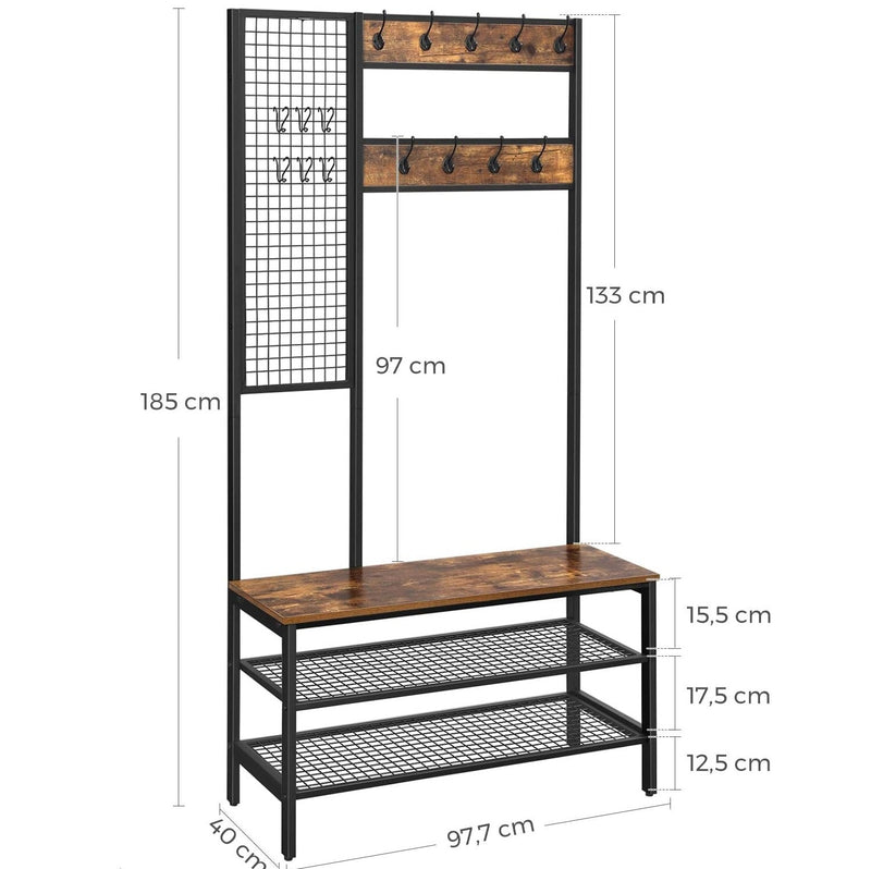 Digte Large Coat Clothes Shoes Storage Hanging Clothes Stand Rack With Grid - zeests.com - Best place for furniture, home decor and all you need