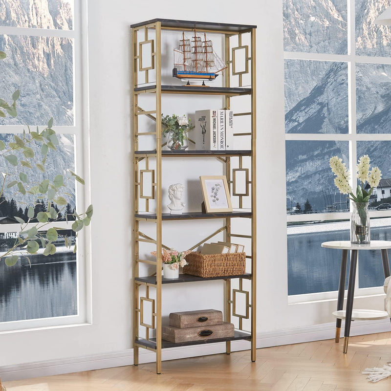 Golden Storage Modern Bookshelf for Home Office Living Room and Bedroom - zeests.com - Best place for furniture, home decor and all you need