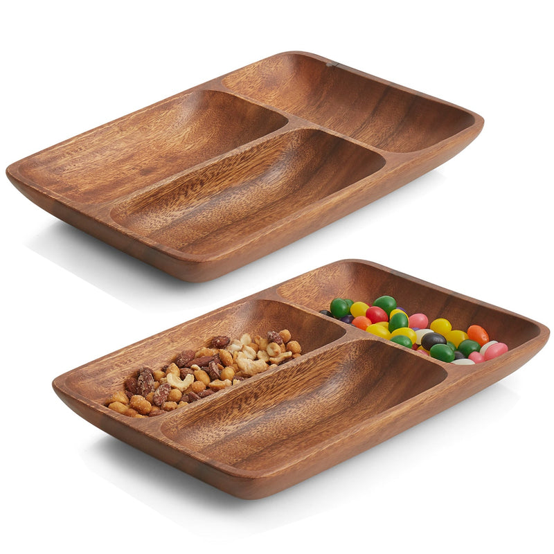 3 Compartment Solid wooden Platter (Pack of 2) No reviews - zeests.com - Best place for furniture, home decor and all you need