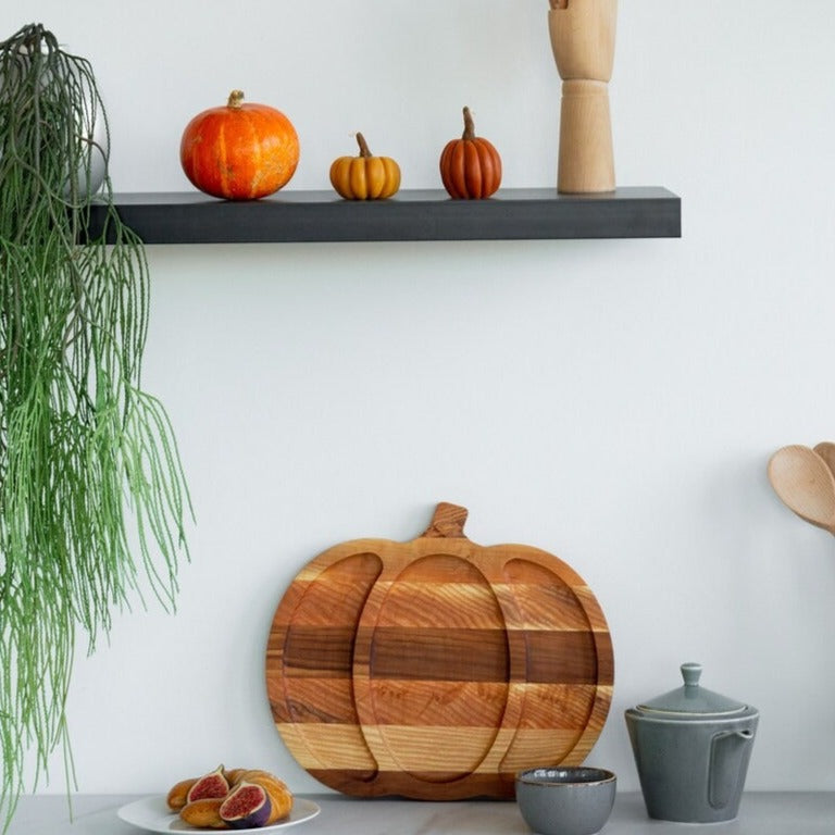 Pumpkin Solid Wood Guest Snack Kitchen Serving Tray - zeests.com - Best place for furniture, home decor and all you need