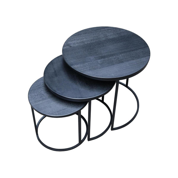 Blackish Side Roundy Lounge Living Room Center Nesting Tables (Set of 3) - zeests.com - Best place for furniture, home decor and all you need