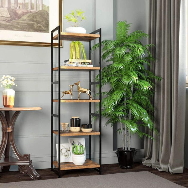Industrial Style Ladder Bookcase Kitchen Rack (5 Tier) - zeests.com - Best place for furniture, home decor and all you need