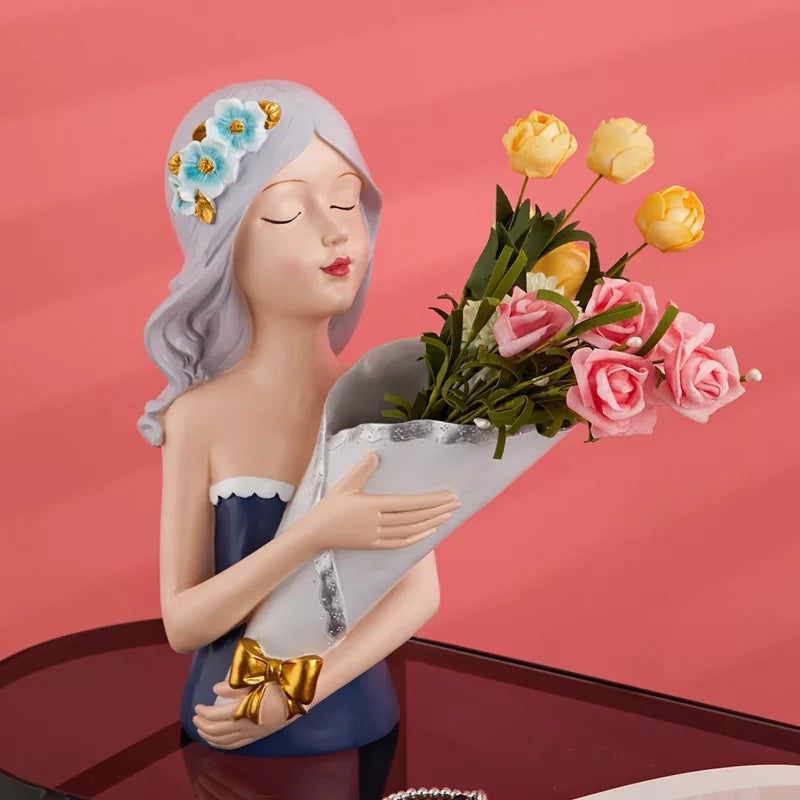 Bouquet Girl Sculpture Decor - zeests.com - Best place for furniture, home decor and all you need