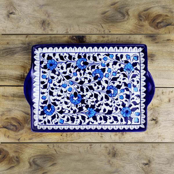 Serina flat dish-Blue pottery - zeests.com - Best place for furniture, home decor and all you need