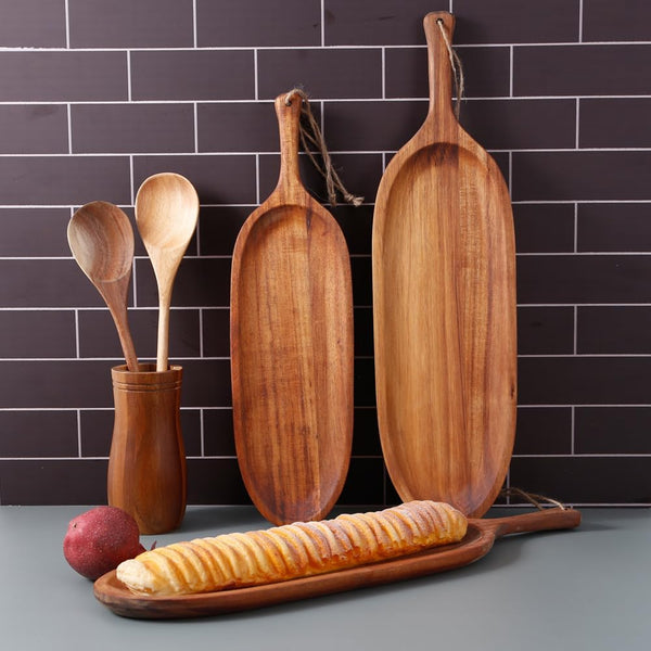 Long Snack Wooden Platter (Pack of 2) - zeests.com - Best place for furniture, home decor and all you need