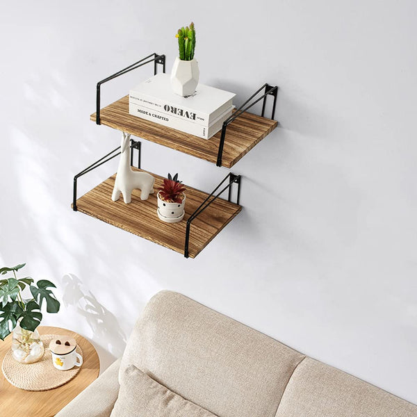 Carbonized Lounge Livin g Room Floating Organizer Shelve (Set of 2) - zeests.com - Best place for furniture, home decor and all you need