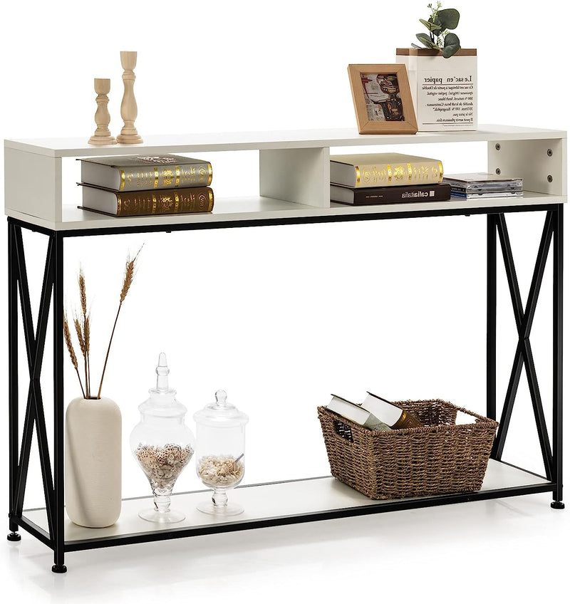 3-Tier Console Table Wood Sofa Table with Open Shelf - zeests.com - Best place for furniture, home decor and all you need