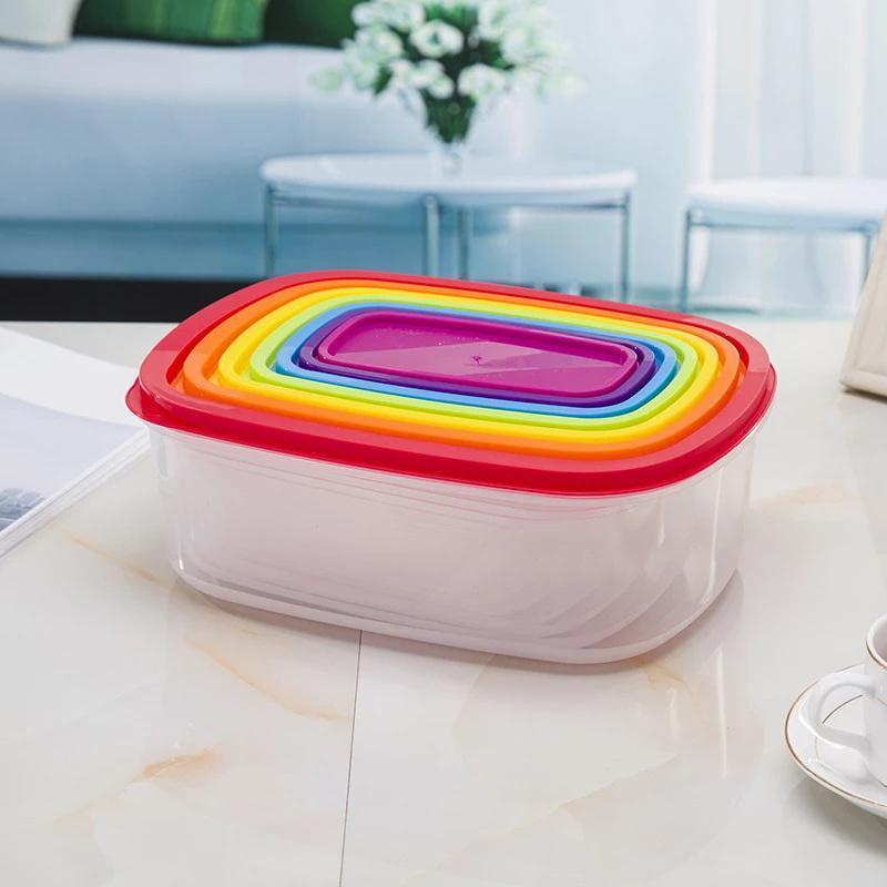 Rainbow Rectangle Lunch Boxes (7 pcs) - zeests.com - Best place for furniture, home decor and all you need