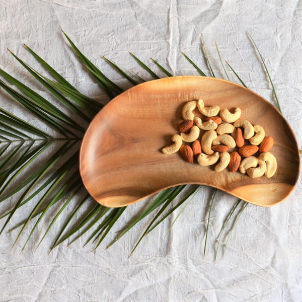 Cashew Nut Shape Wooden Platter Tray - zeests.com - Best place for furniture, home decor and all you need