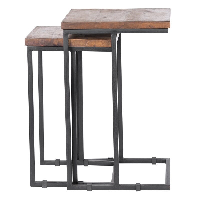 Solid Wood C shaped Nesting table set (2 Piece) - zeests.com - Best place for furniture, home decor and all you need