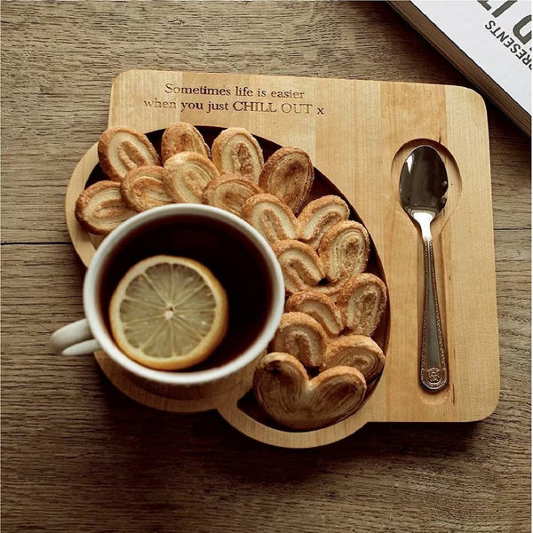 Coffee And Sweets Solid Wood Serving Tray Platter - zeests.com - Best place for furniture, home decor and all you need