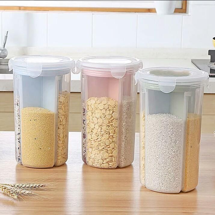 Plastic transparent kitchen grain storage tank (4 in 1) - zeests.com - Best place for furniture, home decor and all you need