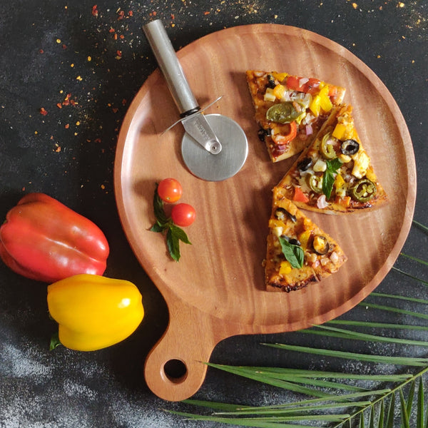 Round Shape Wooden Pizza Platter Tray - zeests.com - Best place for furniture, home decor and all you need