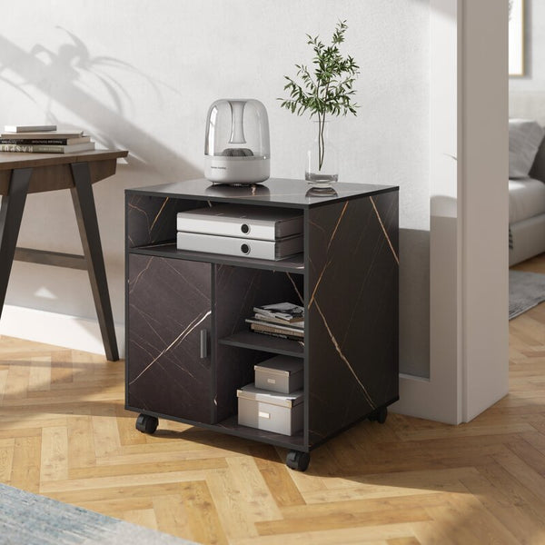 Fortune Black Wheel Cabinet - zeests.com - Best place for furniture, home decor and all you need