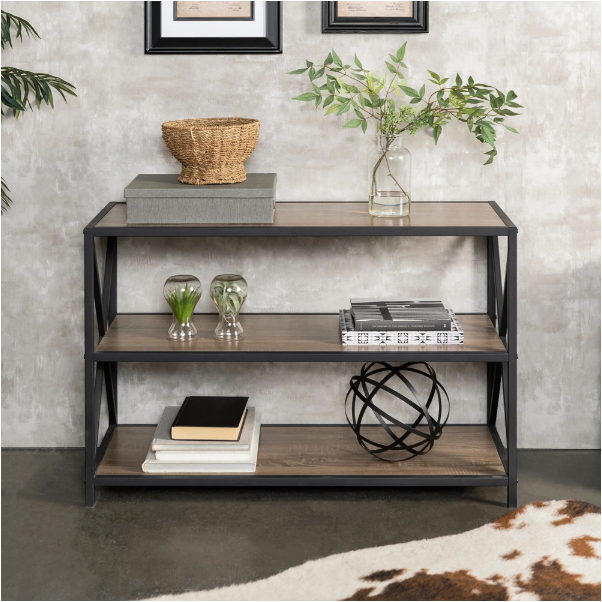 Carbon X-Frame Bookcase Console Organizer Rack Table - zeests.com - Best place for furniture, home decor and all you need