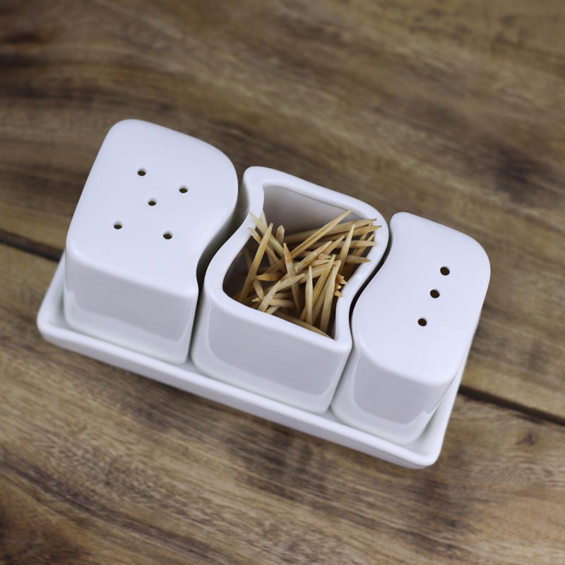 Salt and Pepper | Tooth Pick Holder (European White Ceramic) - zeests.com - Best place for furniture, home decor and all you need