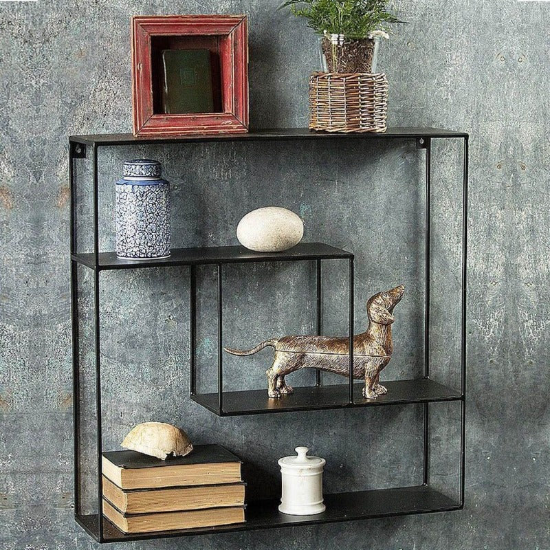 Wall-Mounted "Square Shaped" Floating Metal Storage Shelve Frame Decor - zeests.com - Best place for furniture, home decor and all you need