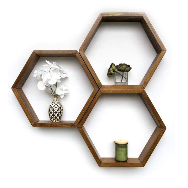 Hexagonal Wooden Shelves - zeests.com - Best place for furniture, home decor and all you need