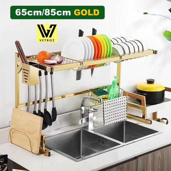 Kitchen Space Stainless Steel Dish Drying Rack (Golden) - zeests.com - Best place for furniture, home decor and all you need