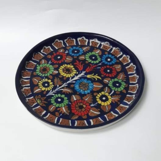 Wall Art Round Dish-Blue pottery - zeests.com - Best place for furniture, home decor and all you need