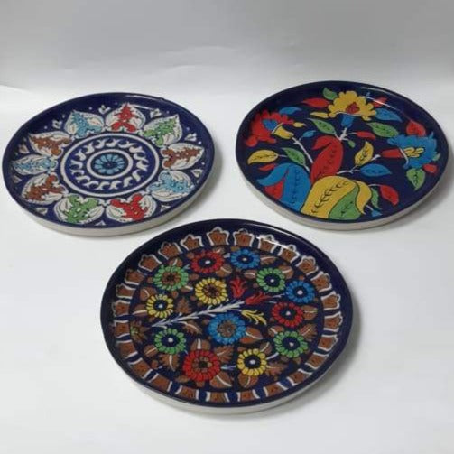 Wall Art Round Dish-Blue pottery - zeests.com - Best place for furniture, home decor and all you need