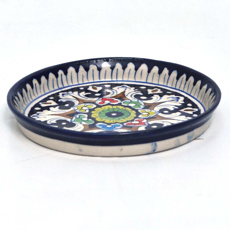 Round Dish-Blue pottery - zeests.com - Best place for furniture, home decor and all you need
