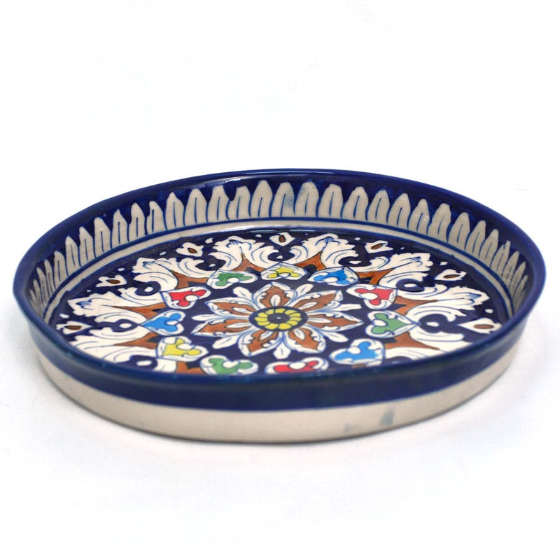 Round Dish-Blue pottery - zeests.com - Best place for furniture, home decor and all you need
