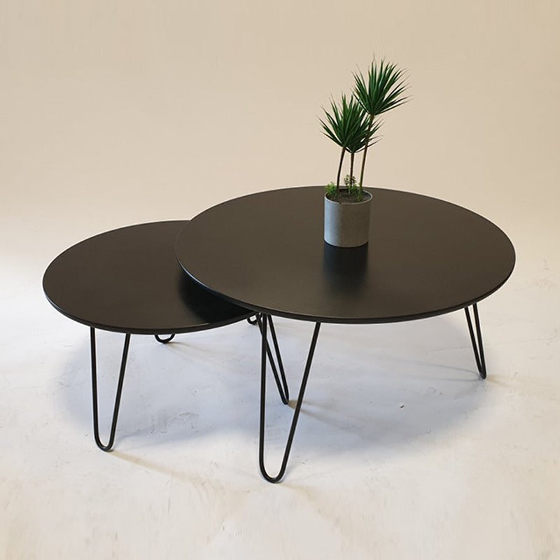 Tatami Contrasted Living Lounge Drawing Room Round Hairpin Centre Tables (Set of 2) - zeests.com - Best place for furniture, home decor and all you need