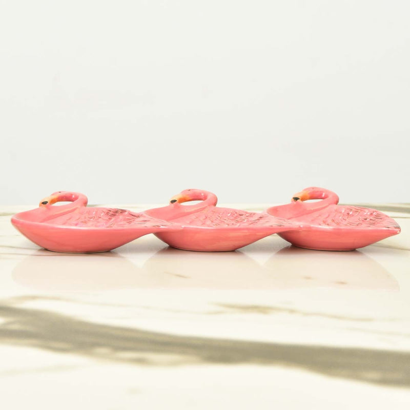 Triple Flamingo Ceramic Tray - zeests.com - Best place for furniture, home decor and all you need