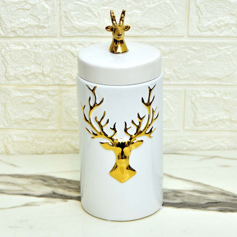 Deer White Ceramic Airtight Jar - zeests.com - Best place for furniture, home decor and all you need
