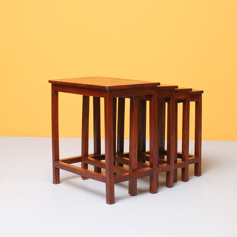 Tetrad Nakshi Nesting Shisham Tables (Set of 4) - zeests.com - Best place for furniture, home decor and all you need