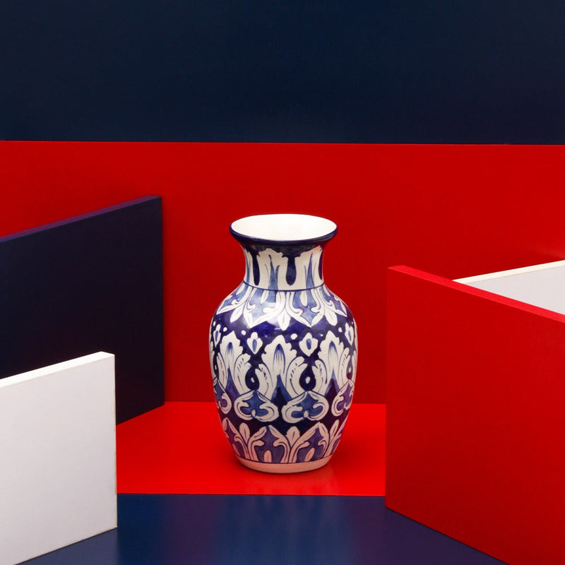 Urban Enzo felicity Vase-Blue pottery - zeests.com - Best place for furniture, home decor and all you need