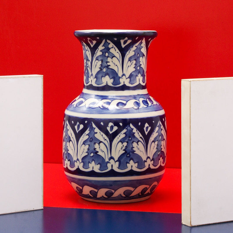 Fantasy Neck Felicity Vase-Blue pottery - zeests.com - Best place for furniture, home decor and all you need