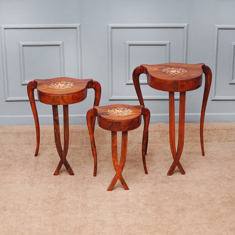 Criss-Cross Shisham Nesting Tables (Set of 3) - zeests.com - Best place for furniture, home decor and all you need