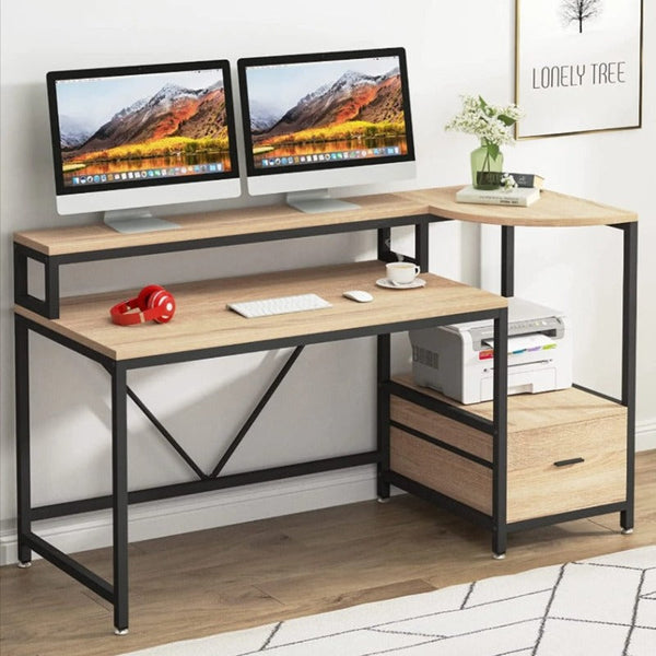 Gibbous Home Office Workstation Writing Organizer Desk Drawer Table - zeests.com - Best place for furniture, home decor and all you need