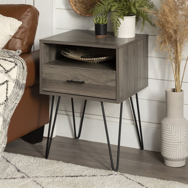 Rustic Living Lounge Coffee Center Side Hairpin Side Table (Greyish Cloud) - zeests.com - Best place for furniture, home decor and all you need