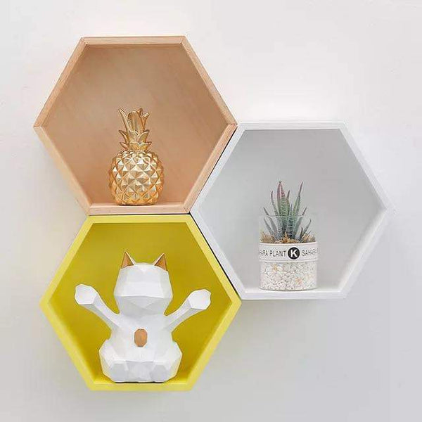 Funky Hexagonal Wooden Shelves - zeests.com - Best place for furniture, home decor and all you need