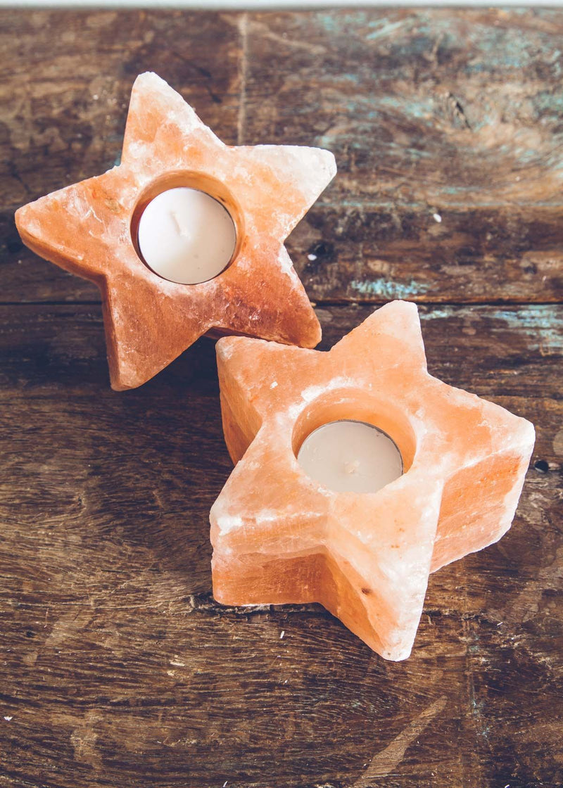 Natural Salt Candle Holder - Pack of 2 Stars - zeests.com - Best place for furniture, home decor and all you need