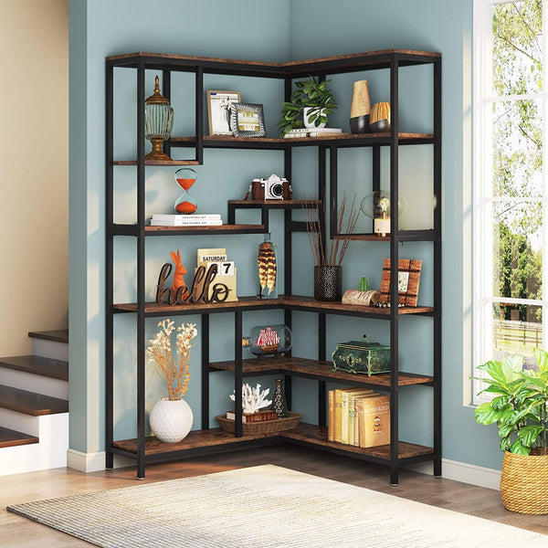6 Shelf Sandine Corner Bookcase - zeests.com - Best place for furniture, home decor and all you need
