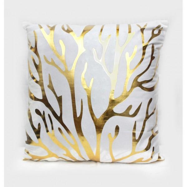 Branches - Golden Printed Cushion Cover - zeests.com - Best place for furniture, home decor and all you need