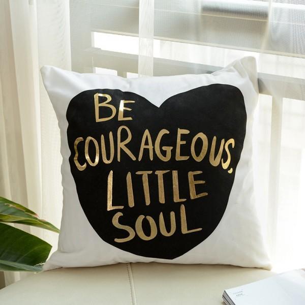 Be Courageous - Golden Printed Cushion Cover - zeests.com - Best place for furniture, home decor and all you need