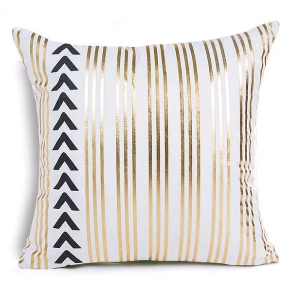 Golden Lined - Golden Printed Cushion Cover - zeests.com - Best place for furniture, home decor and all you need