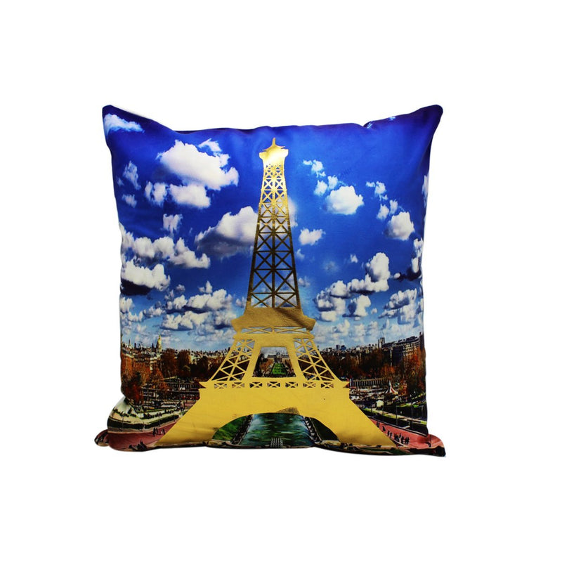 Eiffel Tower - Golden Printed Cushion Cover - zeests.com - Best place for furniture, home decor and all you need