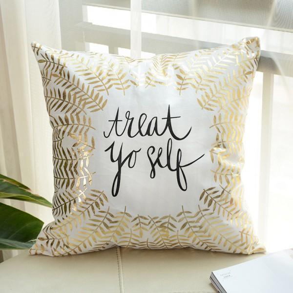 Treat Yourself - Golden Printed Cushion Cover - zeests.com - Best place for furniture, home decor and all you need