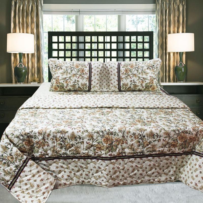 Floral O - Cotton Bed Spread Set - 6 pieces - zeests.com - Best place for furniture, home decor and all you need