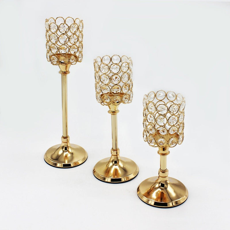 3 pc Golden Candle Stand - zeests.com - Best place for furniture, home decor and all you need