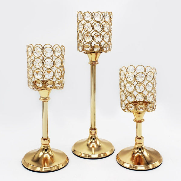 3 pc Golden Candle Stand - zeests.com - Best place for furniture, home decor and all you need