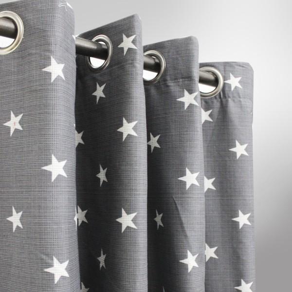 Gray with White Stars - Curtain With Lining- Single Panel - 50" x 96" - zeests.com - Best place for furniture, home decor and all you need