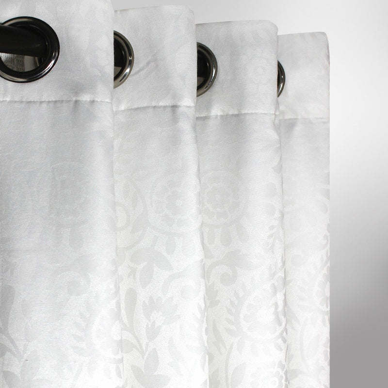 White Patterned - Curtain With Lining - Single Panel - 44" x 96" - zeests.com - Best place for furniture, home decor and all you need
