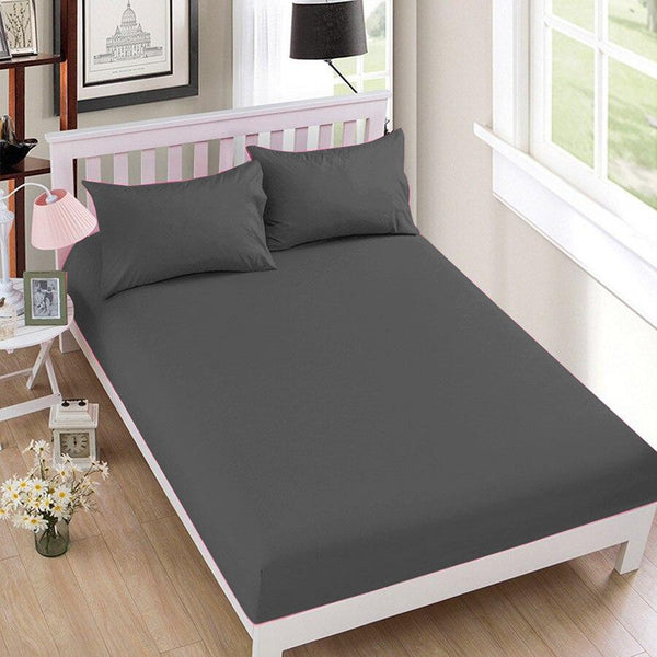 Dark Grey Cotton Fitted Sheet - zeests.com - Best place for furniture, home decor and all you need
